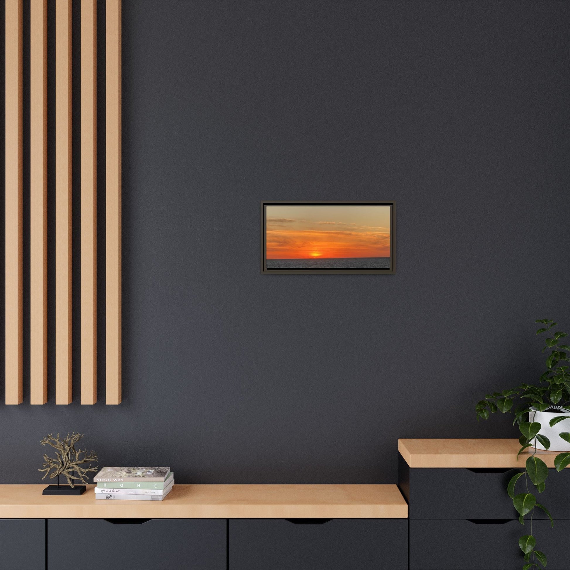 Molten Sunset Over Ocean Canvas Print – Fiery Horizon Photography | Bold Coastal Wall Art – 60" x 40" (Horizontal) Canvas for Art for Decor (95 view)