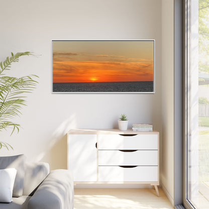 Molten Sunset Over Ocean Canvas Print – Fiery Horizon Photography | Bold Coastal Wall Art – 60" x 40" (Horizontal) Canvas for Art for Decor (121 view)