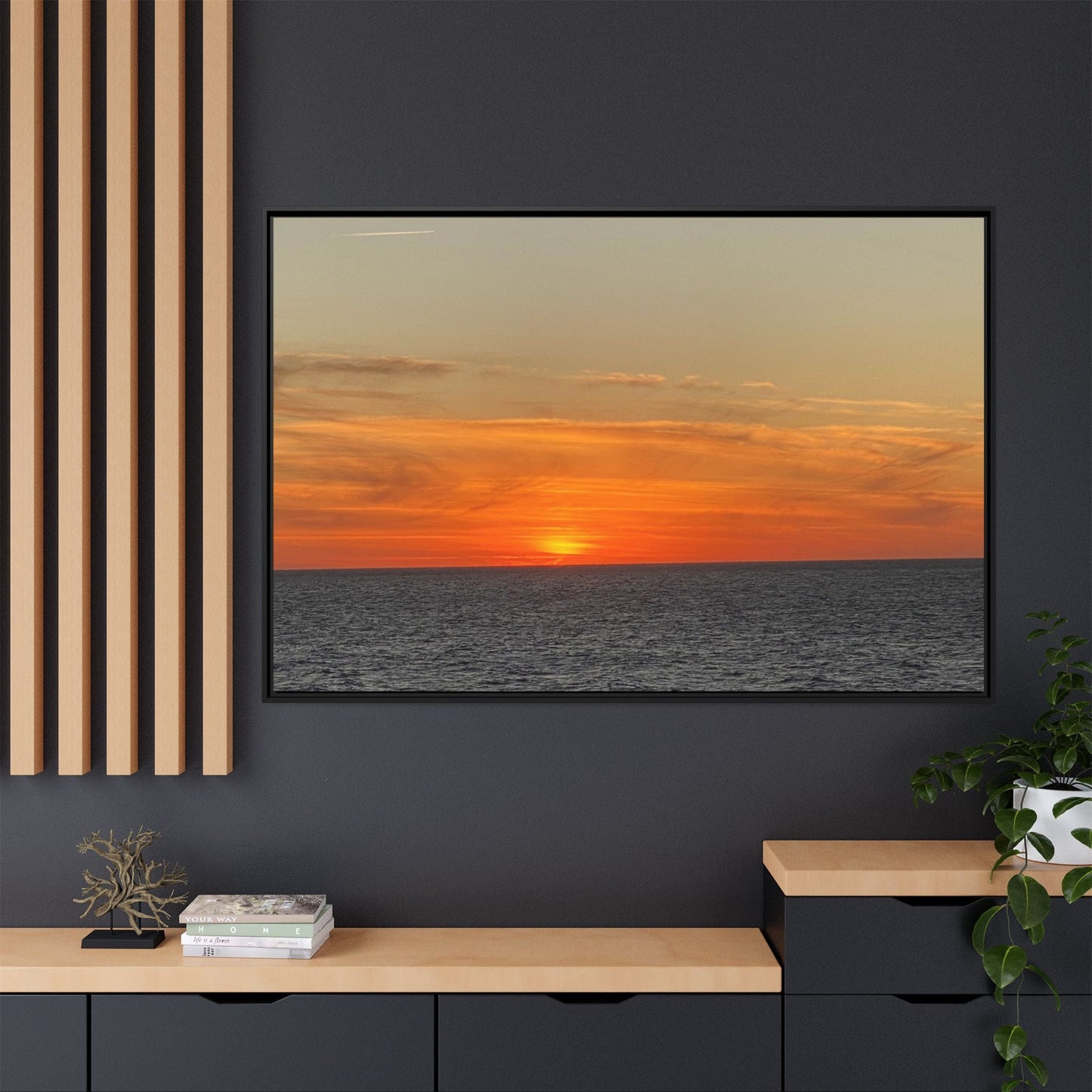 Molten Sunset Over Ocean Canvas Print – Fiery Horizon Photography | Bold Coastal Wall Art – 18″ x 12″ (Horizontal) Canvas for Art for Decor (134 view)