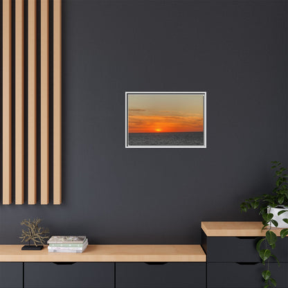 Molten Sunset Over Ocean Canvas Print – Fiery Horizon Photography | Bold Coastal Wall Art – 60" x 40" (Horizontal) Canvas by Printify
