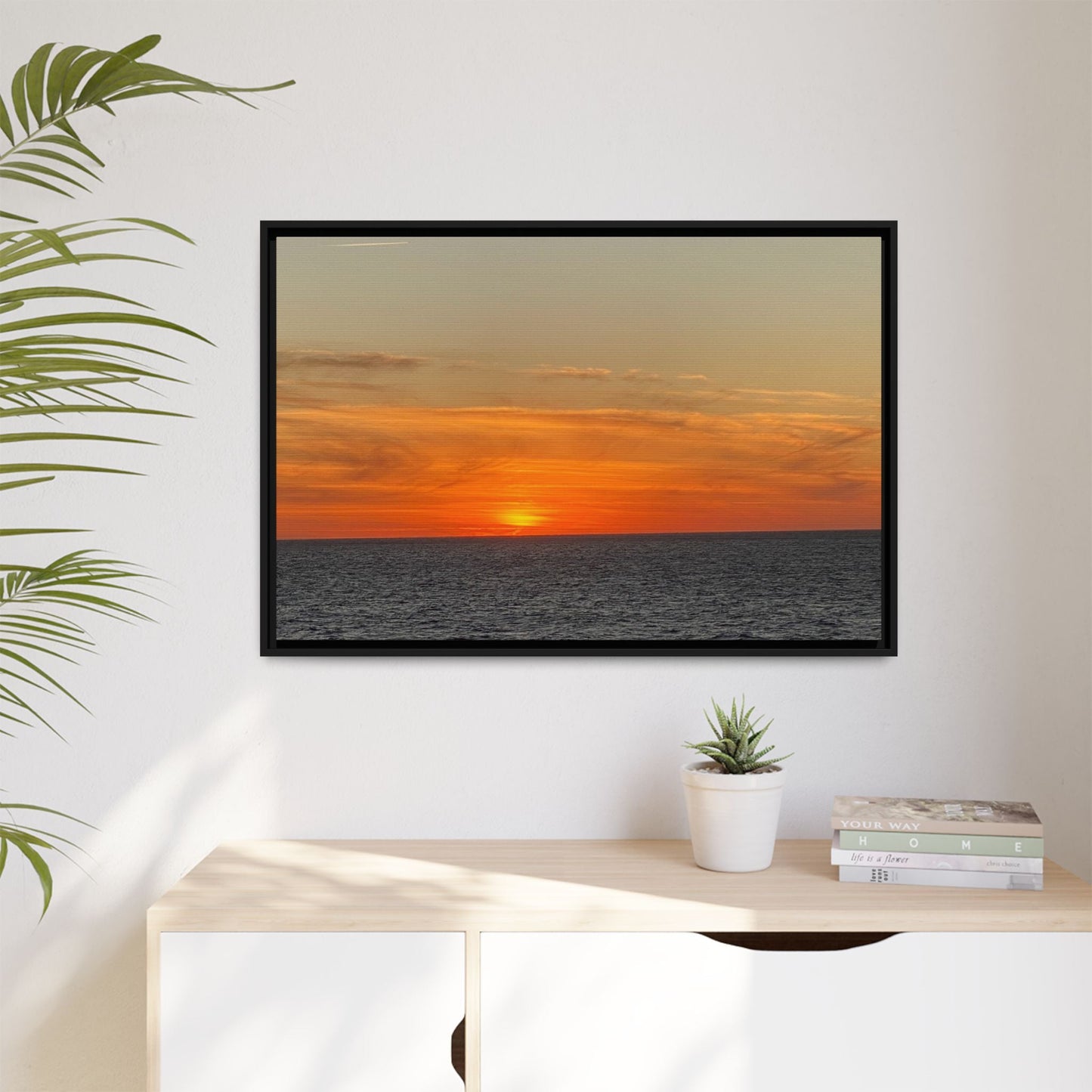 Molten Sunset Over Ocean Canvas Print – Fiery Horizon Photography | Bold Coastal Wall Art – 60" x 40" (Horizontal) Canvas for Art for Decor (40 view)