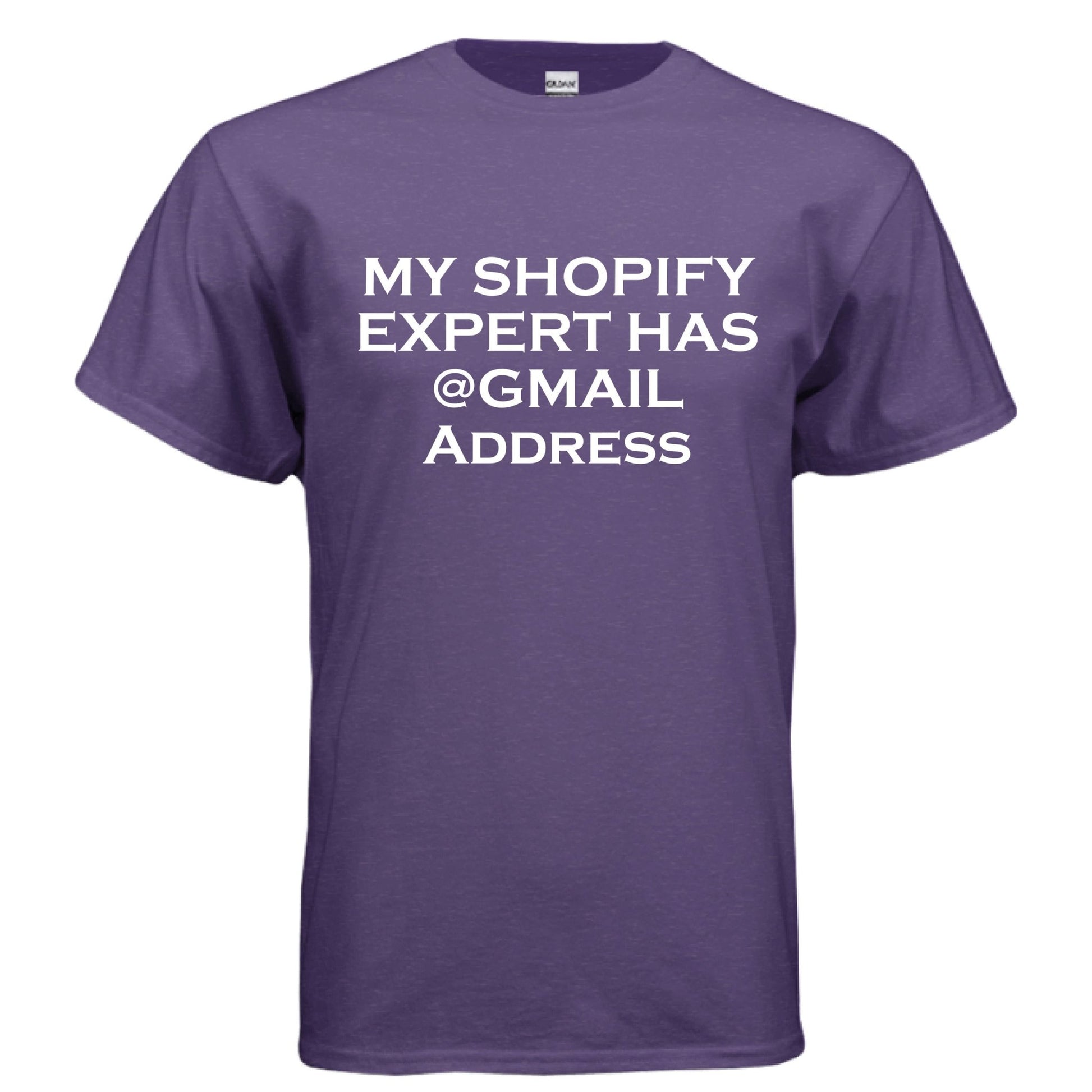 My Shopify Expert Has @Gmail Address – E - Commerce Roast Shirt | Clowns of E - Com – LILAC T-Shirt for agency life (4 view)