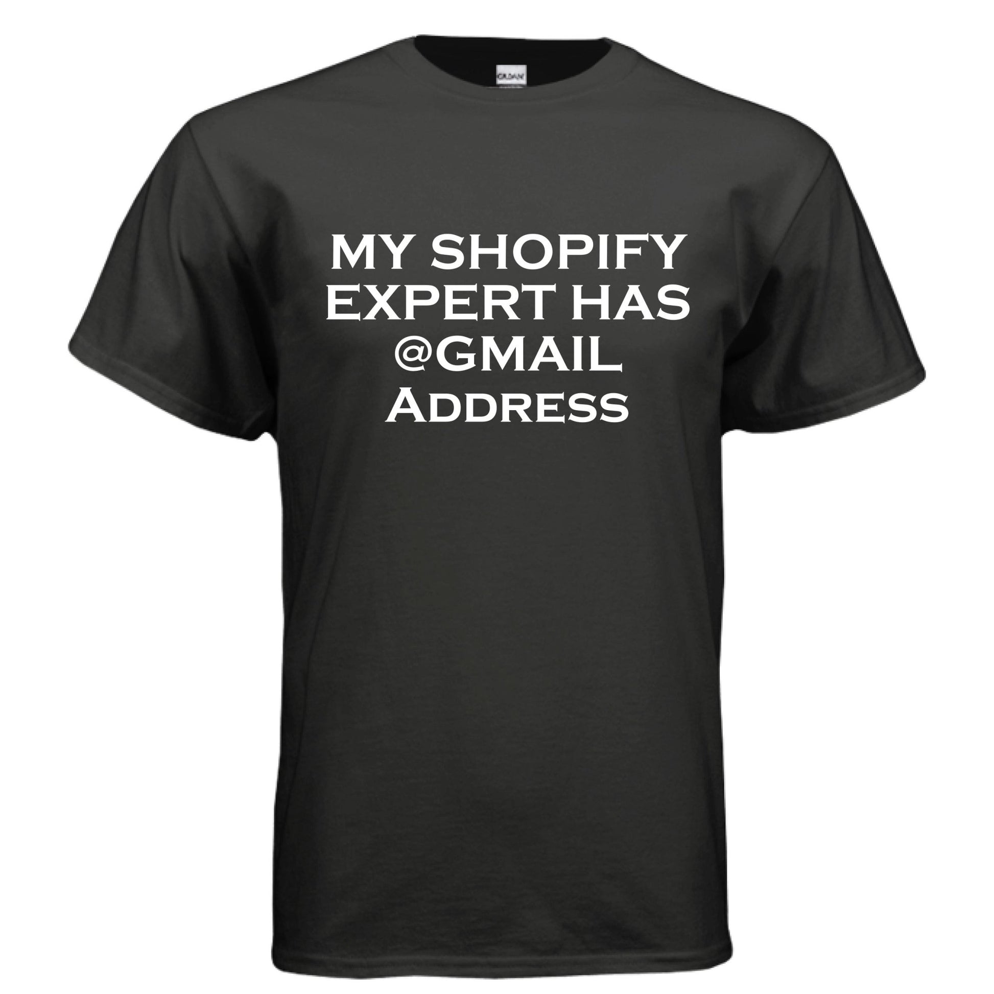My Shopify Expert Has @Gmail Address – E - Commerce Roast Shirt | Clowns of E - Com – Heather Navy T-Shirt for agency life (34 view)