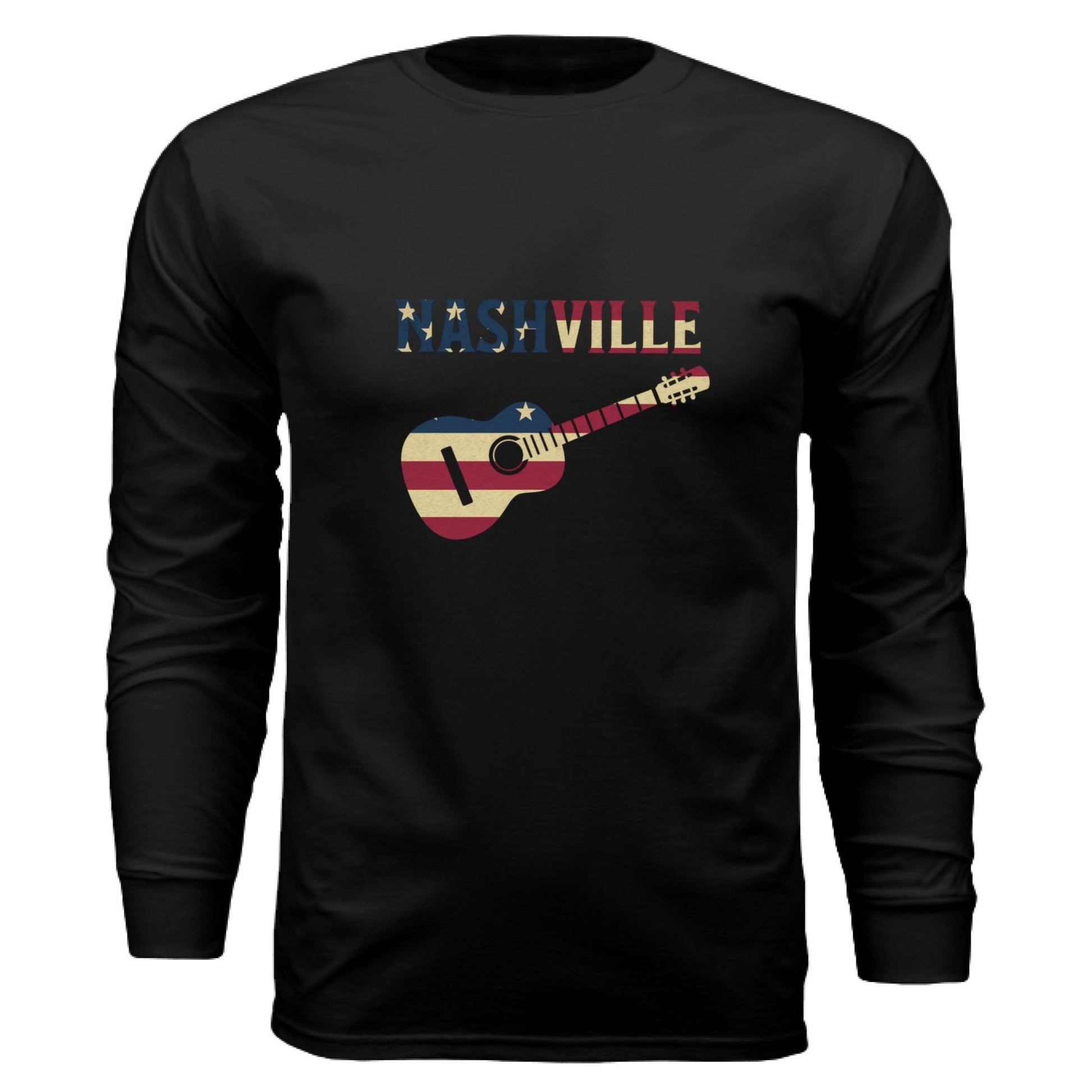 Nashville Guitar Long Sleeve Tee – Music City Pride | RM Outpost Apparel – Blue Storm T-Shirt for American Flag (25 view)
