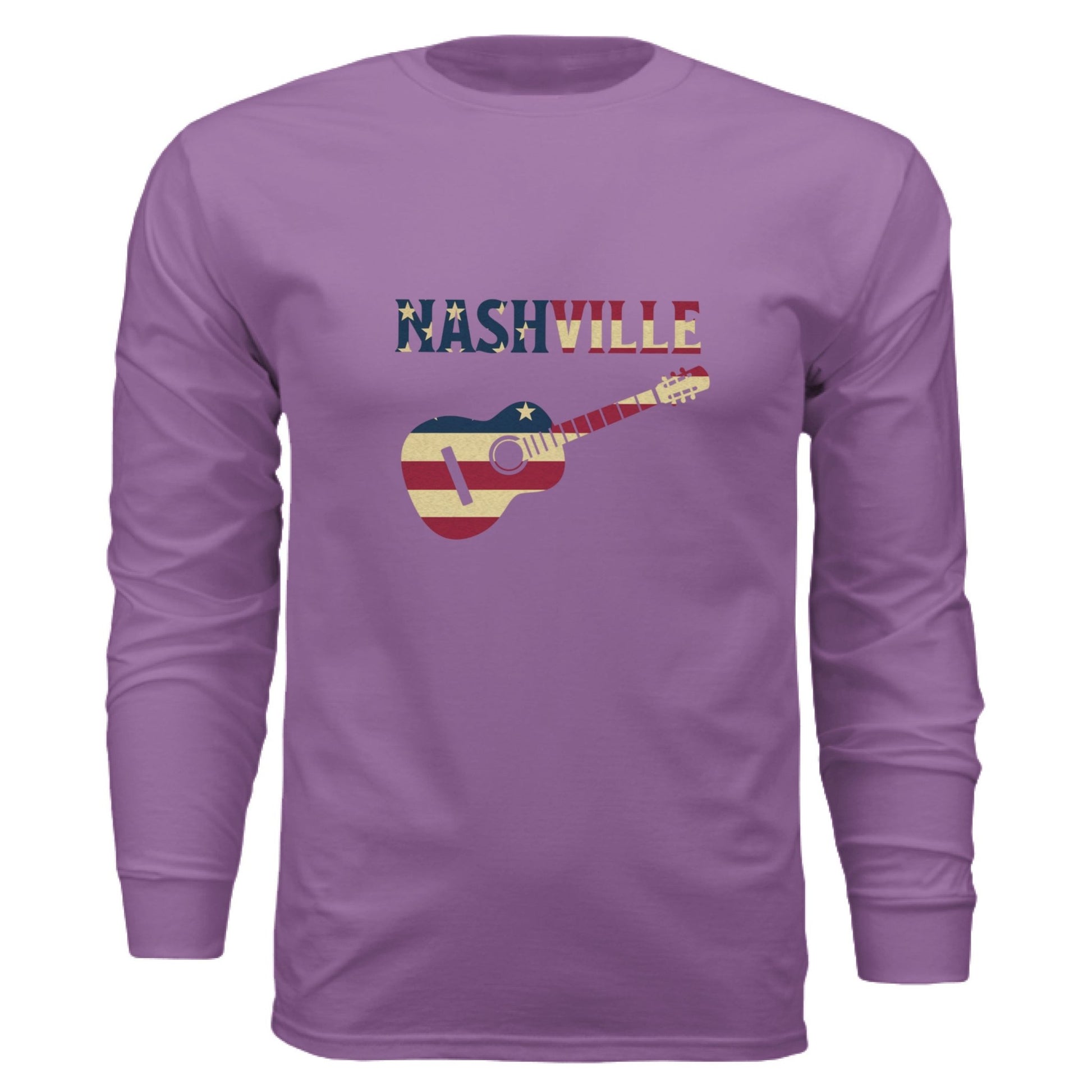 Nashville Guitar Long Sleeve Tee – Music City Pride | RM Outpost Apparel – Blue Storm T-Shirt for American Flag (31 view)