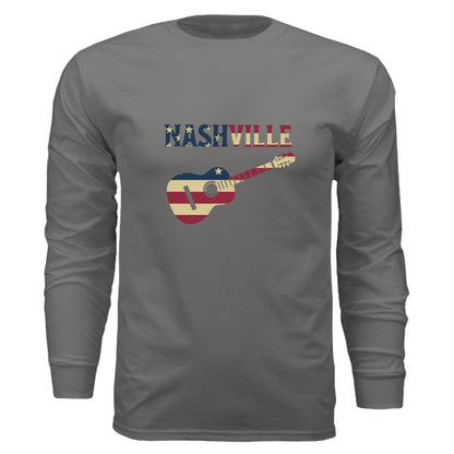 Nashville Guitar Long Sleeve Tee – Music City Pride | RM Outpost Apparel – Blue Storm T-Shirt for American Flag (23 view)