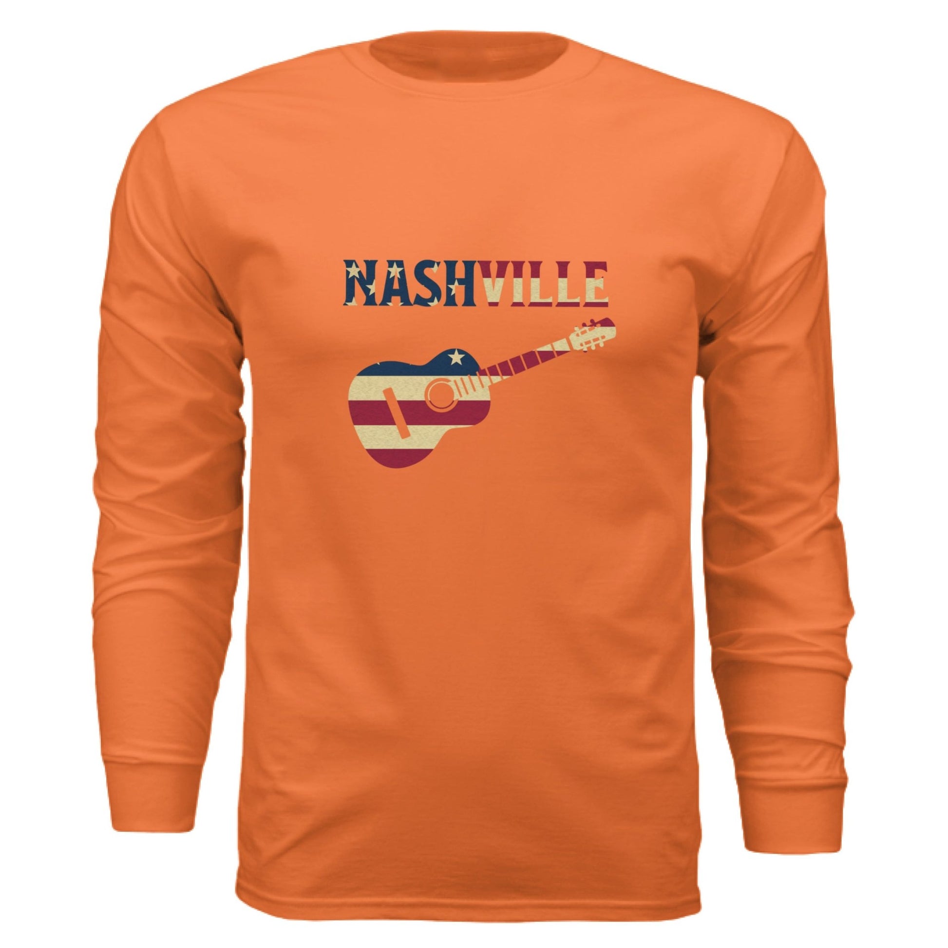 Nashville Guitar Long Sleeve Tee – Music City Pride | RM Outpost Apparel – Blue Storm T-Shirt for American Flag (21 view)