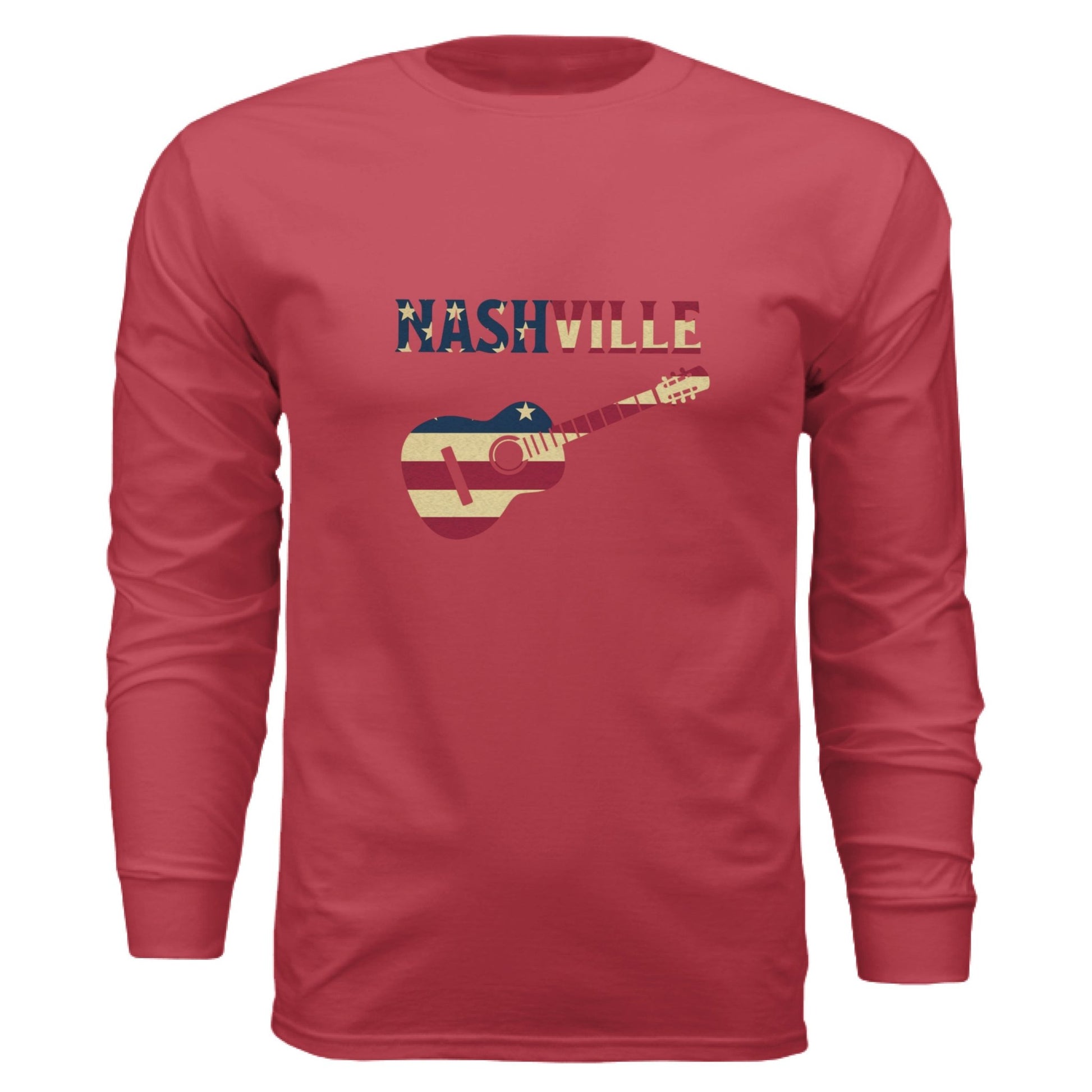 Nashville Guitar Long Sleeve Tee – Music City Pride | RM Outpost Apparel – Blue Storm T-Shirt for American Flag (33 view)