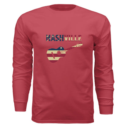 Nashville Guitar Long Sleeve Tee – Music City Pride | RM Outpost Apparel – Blue Storm T-Shirt for American Flag (33 view)