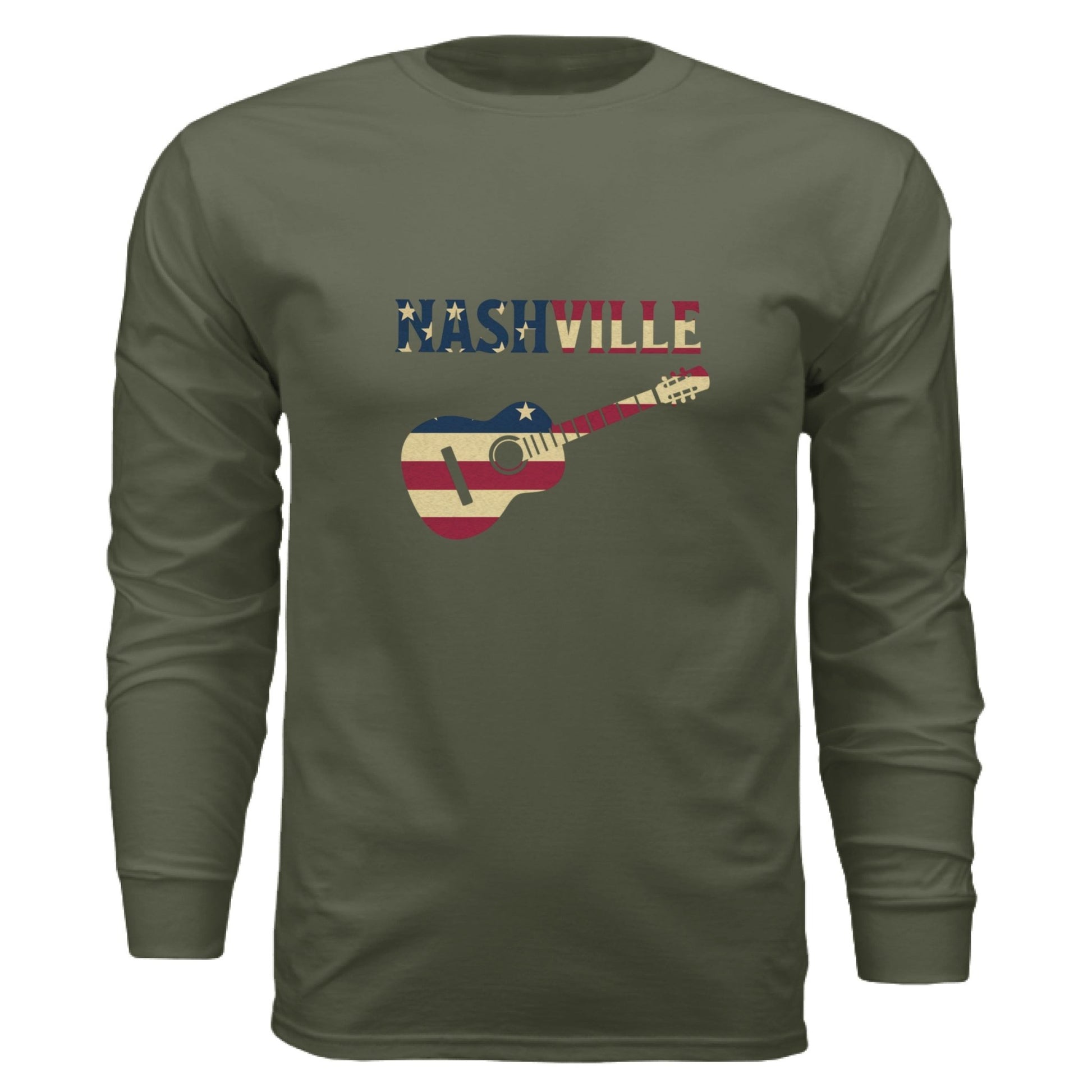 Nashville Guitar Long Sleeve Tee – Music City Pride | RM Outpost Apparel – Blue Storm T-Shirt for American Flag (29 view)