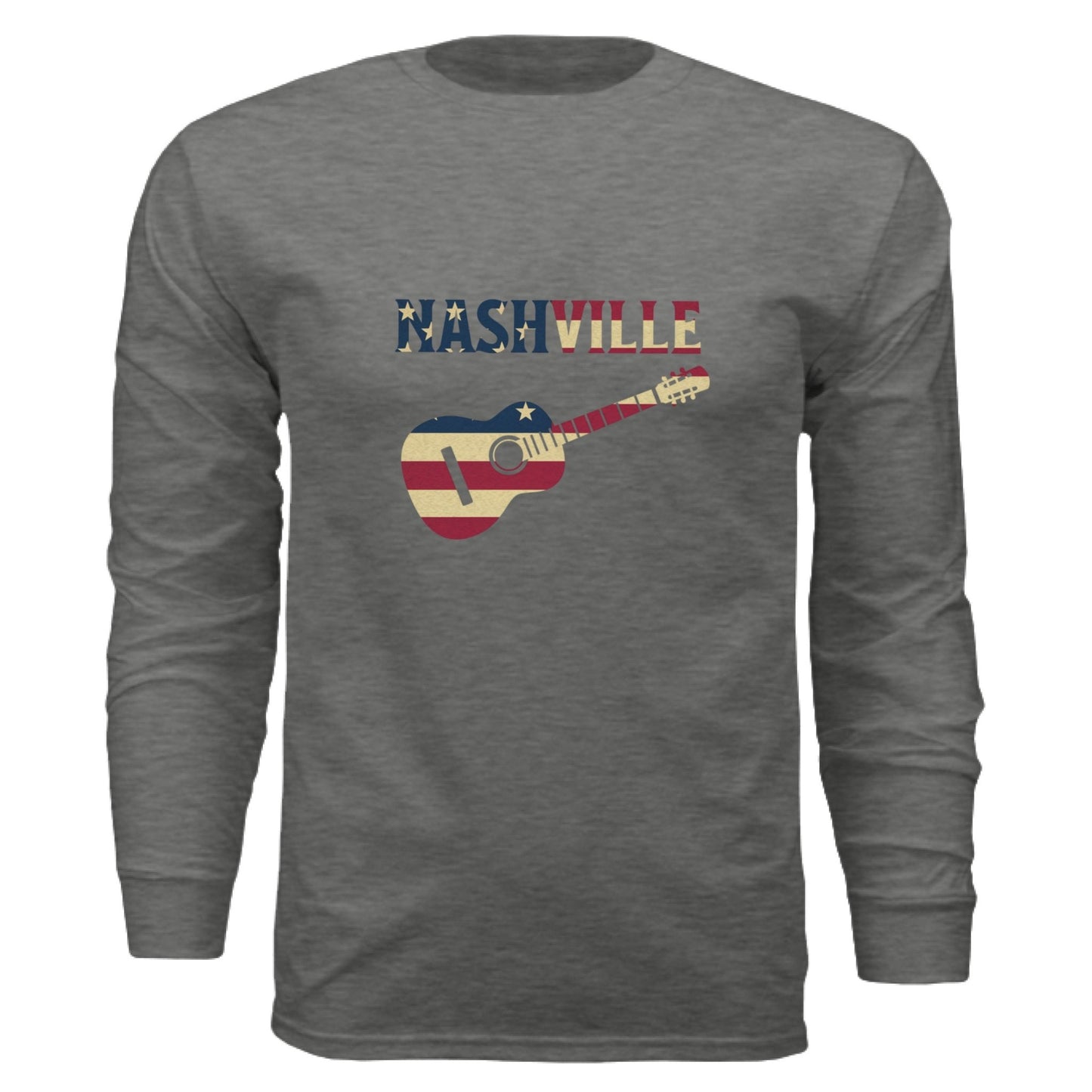 Nashville Guitar Long Sleeve Tee – Music City Pride | RM Outpost Apparel – ASPHALT T-Shirt for American Flag (9 view)