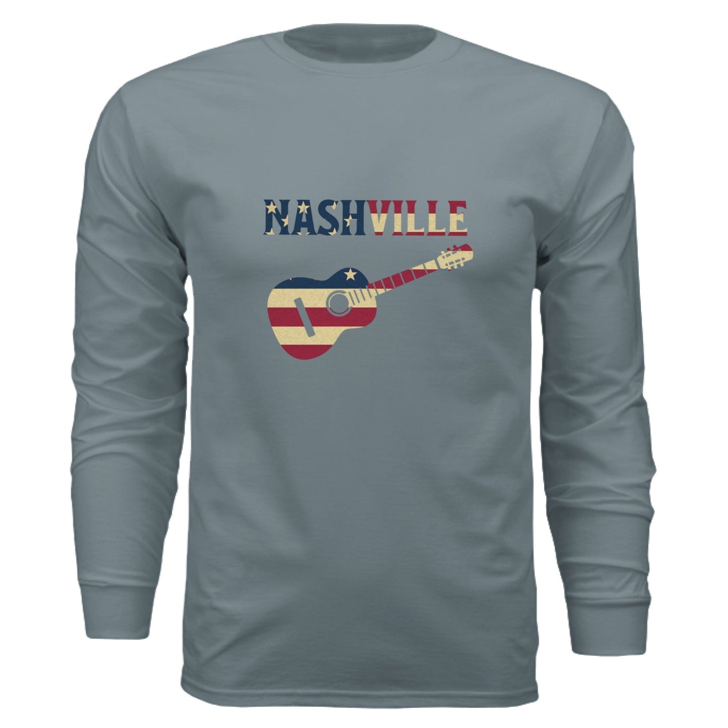 Nashville Guitar Long Sleeve Tee – Music City Pride | RM Outpost Apparel – Blue Storm T-Shirt for American Flag (35 view)