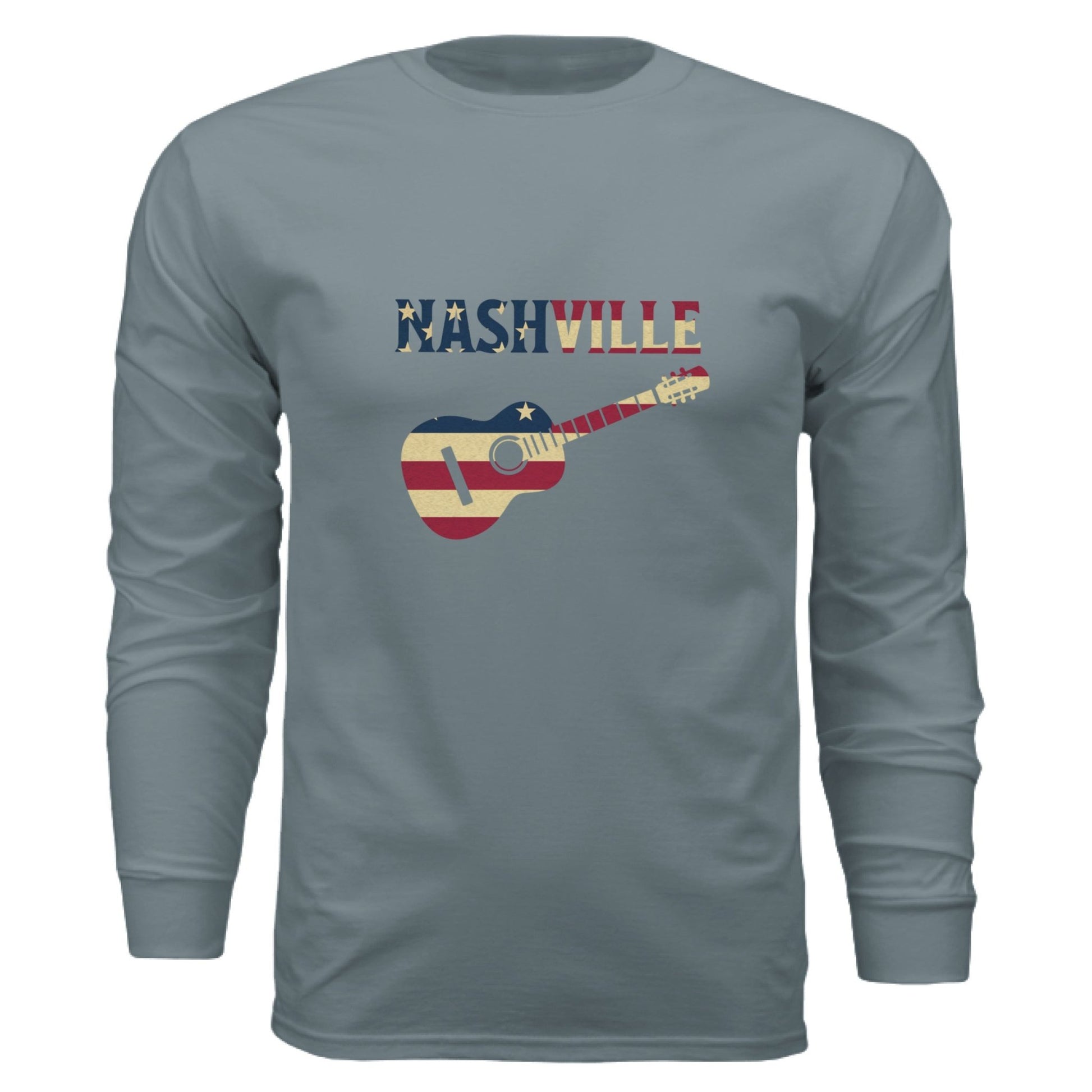 Nashville Guitar Long Sleeve Tee – Music City Pride | RM Outpost Apparel – Blue Storm T-Shirt for American Flag (35 view)
