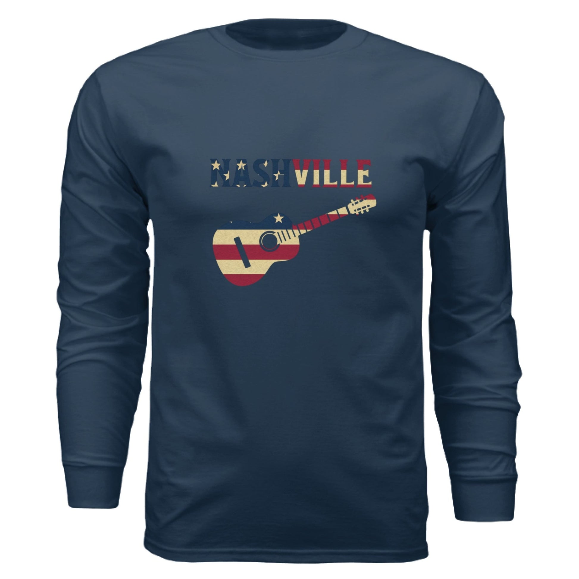 Nashville Guitar Long Sleeve Tee – Music City Pride | RM Outpost Apparel – Blue Storm T-Shirt for American Flag (19 view)