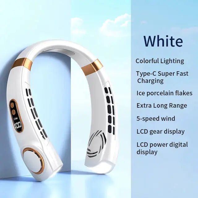 Neck Fan With Led Lights And Type C Fast Charging | Shop – White electrioncs for adjustable (4 view)