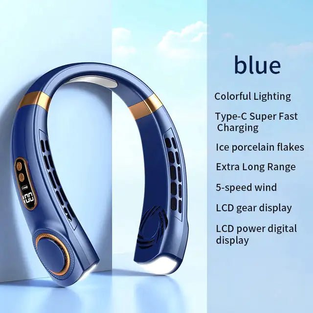 Neck Fan With Led Lights And Type C Fast Charging | Shop – Blue electrioncs for adjustable (2 view)