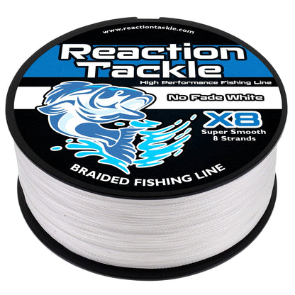 Reaction Tackle X8 Braided Fishing Line - NO FADE White 8 Strand - NEW