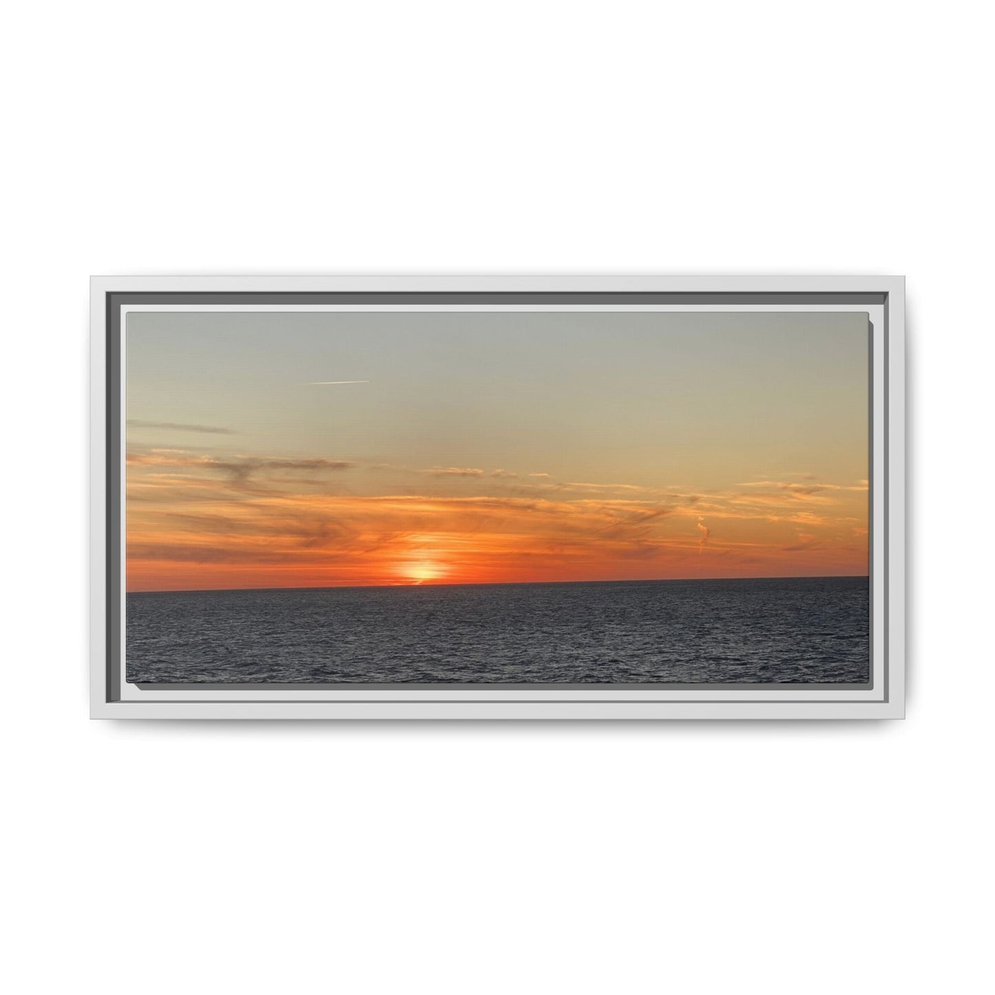 Ocean Sunset Canvas Wall Art – Fiery Horizon Photography Print | Tranquil Seascape for Home Decor – 20" x 10" (Horizontal) Canvas for art for office (24 view)