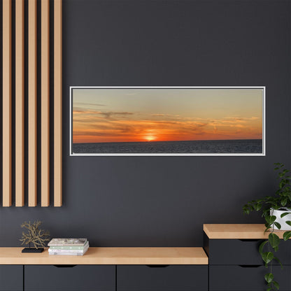 Ocean Sunset Canvas Wall Art – Fiery Horizon Photography Print | Tranquil Seascape for Home Decor – 18″ x 12″ (Horizontal) Canvas for art for office (125 view)