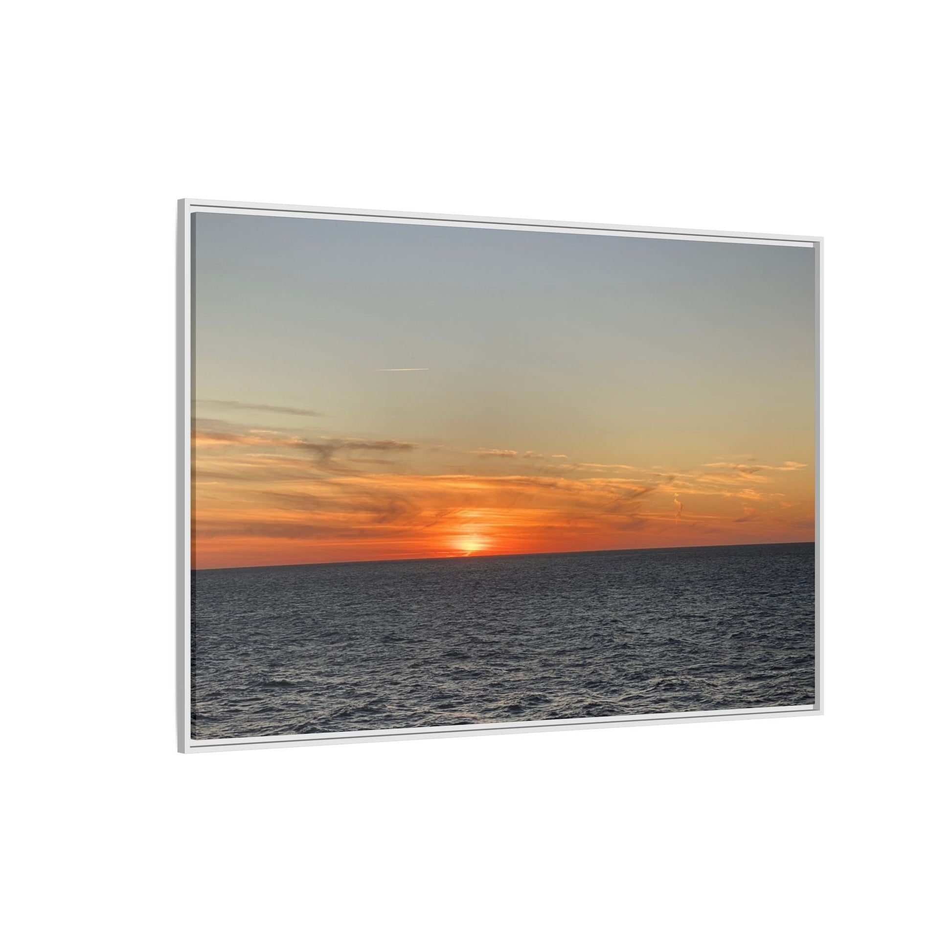 Ocean Sunset Canvas Wall Art – Fiery Horizon Photography Print | Tranquil Seascape for Home Decor – 18″ x 12″ (Horizontal) Canvas for art for office (150 view)