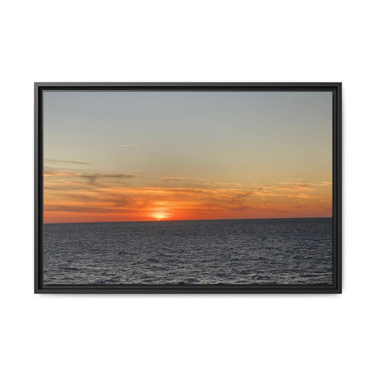 Ocean Sunset Canvas Wall Art – Fiery Horizon Photography Print | Tranquil Seascape for Home Decor – 30″ x 20″ (Horizontal) Canvas for art for office (1 view)