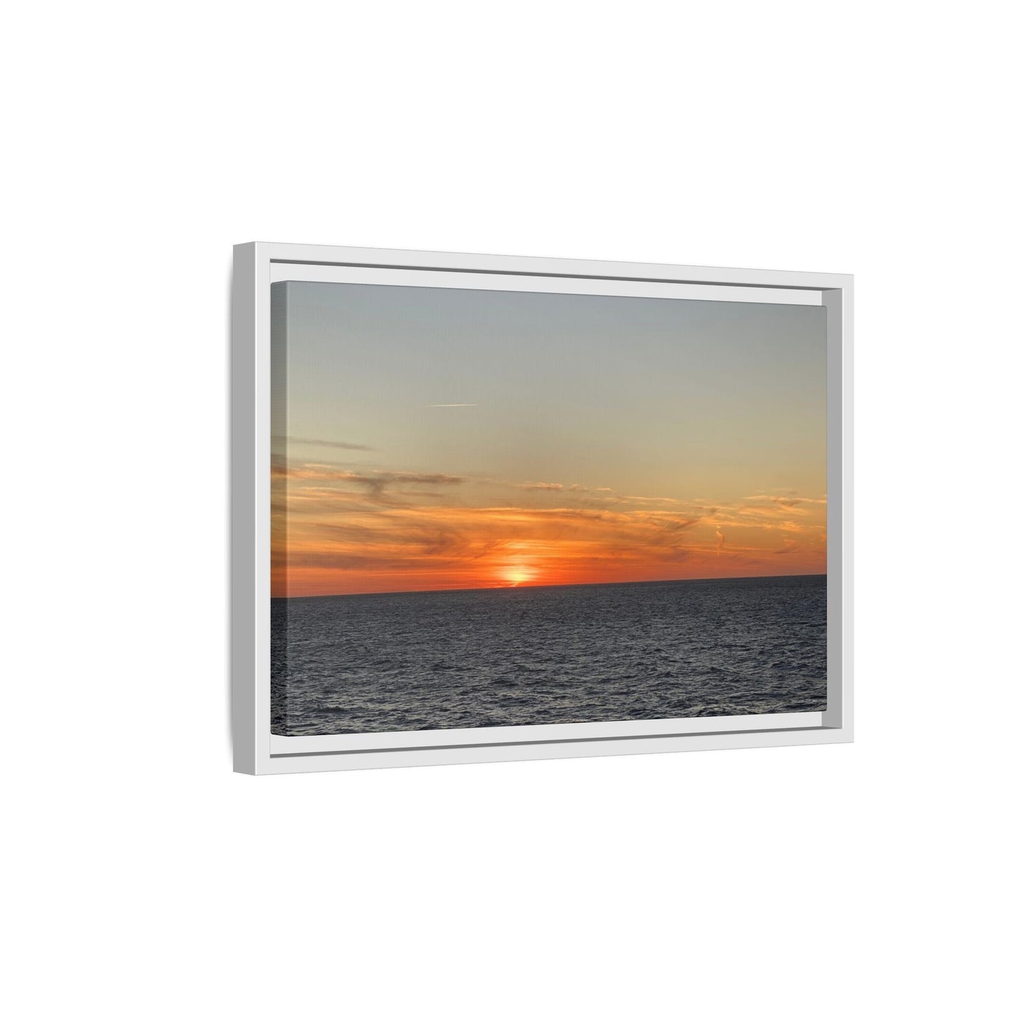 Ocean Sunset Canvas Wall Art – Fiery Horizon Photography Print | Tranquil Seascape for Home Decor – 18″ x 12″ (Horizontal) Canvas for art for office (81 view)