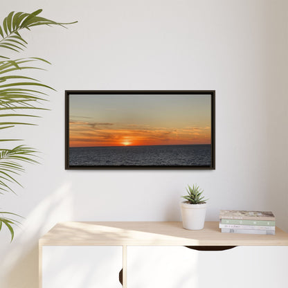 Ocean Sunset Canvas Wall Art – Fiery Horizon Photography Print | Tranquil Seascape for Home Decor – 18″ x 12″ (Horizontal) Canvas for art for office (139 view)