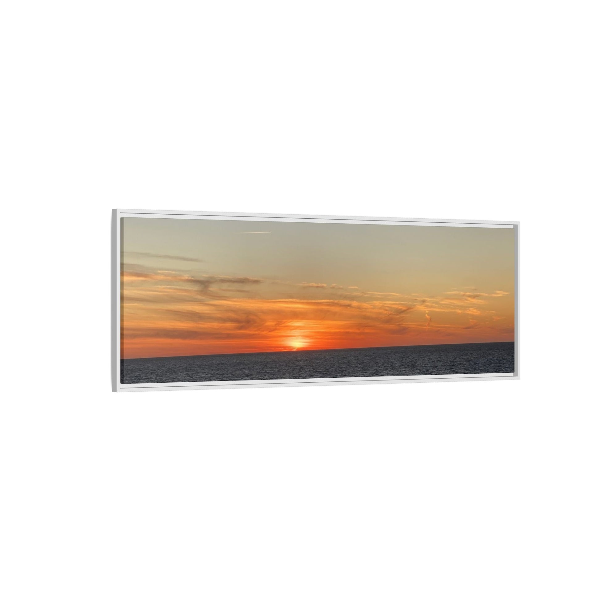 Ocean Sunset Canvas Wall Art – Fiery Horizon Photography Print | Tranquil Seascape for Home Decor – 18″ x 12″ (Horizontal) Canvas for art for office (123 view)