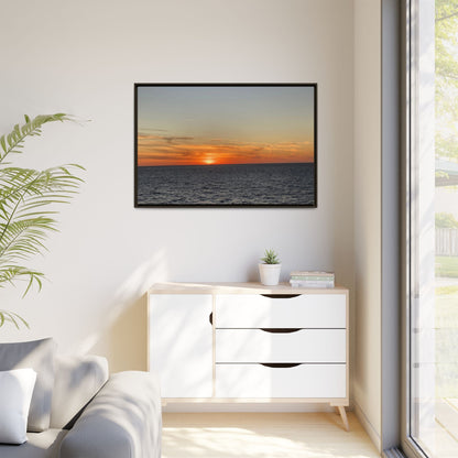 Ocean Sunset Canvas Wall Art – Fiery Horizon Photography Print | Tranquil Seascape for Home Decor – 60" x 40" (Horizontal) Canvas for art for office (61 view)