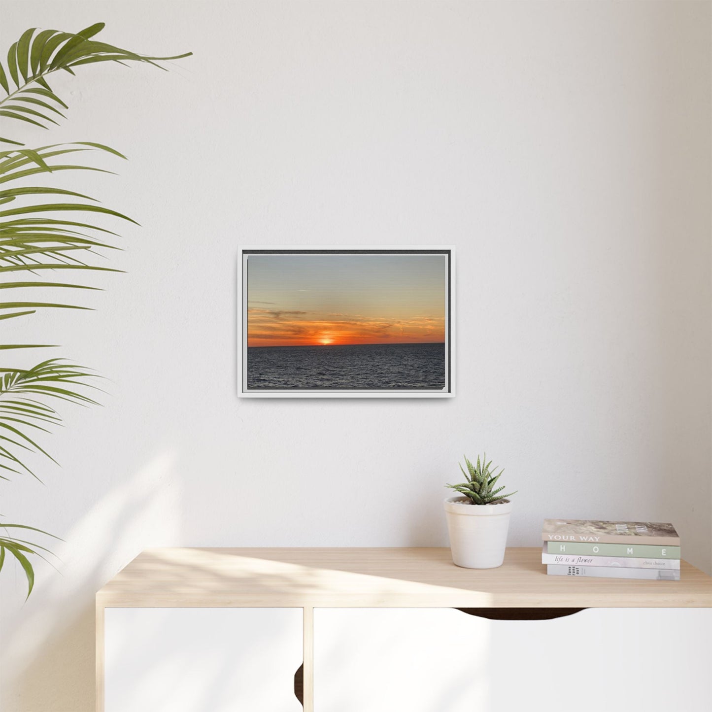 Ocean Sunset Canvas Wall Art – Fiery Horizon Photography Print | Tranquil Seascape for Home Decor – 18″ x 12″ (Horizontal) Canvas for art for office (82 view)
