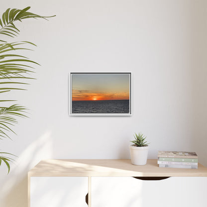Ocean Sunset Canvas Wall Art – Fiery Horizon Photography Print | Tranquil Seascape for Home Decor – 18″ x 12″ (Horizontal) Canvas for art for office (82 view)