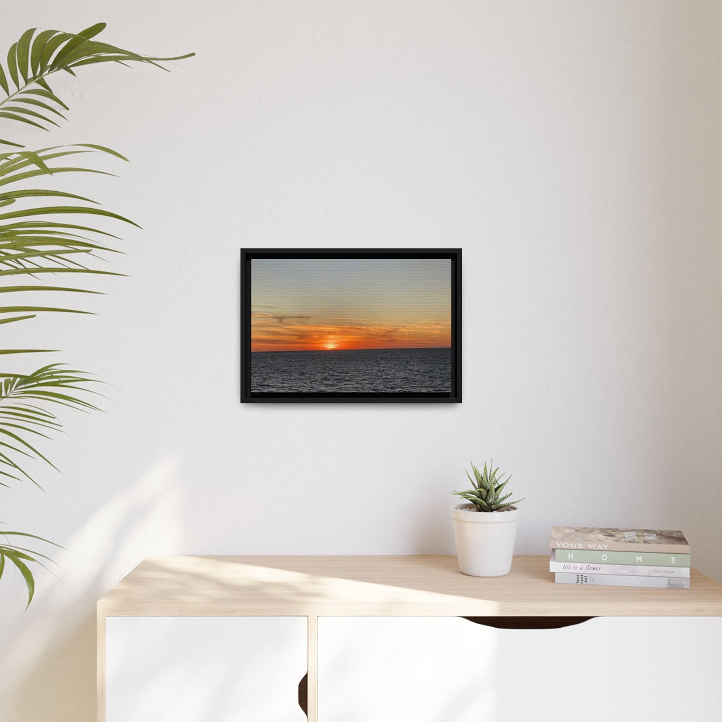 Ocean Sunset Canvas Wall Art – Fiery Horizon Photography Print | Tranquil Seascape for Home Decor – 60" x 40" (Horizontal) Canvas for art for office (76 view)