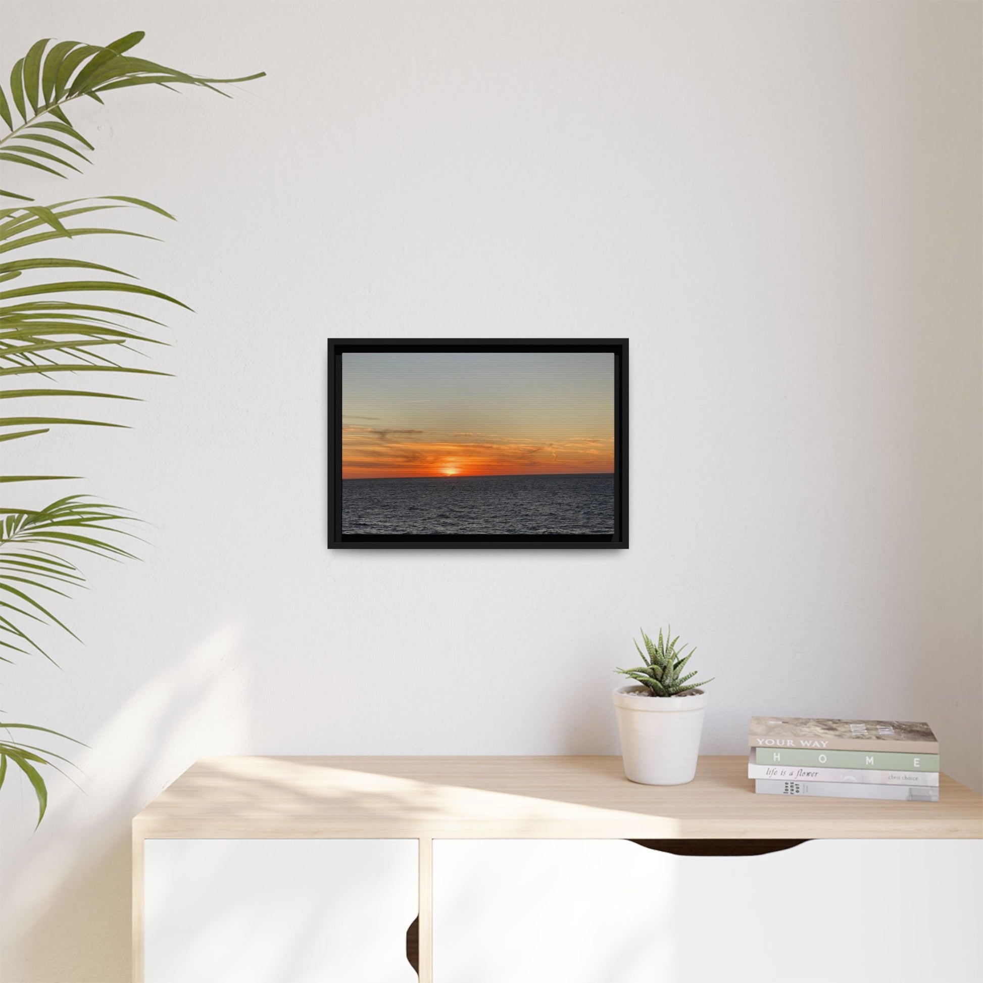 Ocean Sunset Canvas Wall Art – Fiery Horizon Photography Print | Tranquil Seascape for Home Decor – 60" x 40" (Horizontal) Canvas for art for office (76 view)
