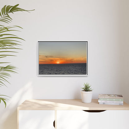 Ocean Sunset Canvas Wall Art – Fiery Horizon Photography Print | Tranquil Seascape for Home Decor – 18″ x 12″ (Horizontal) Canvas for art for office (91 view)