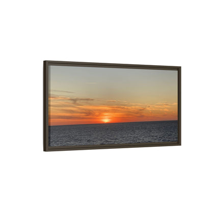 Ocean Sunset Canvas Wall Art – Fiery Horizon Photography Print | Tranquil Seascape for Home Decor – 18″ x 12″ (Horizontal) Canvas for art for office (138 view)