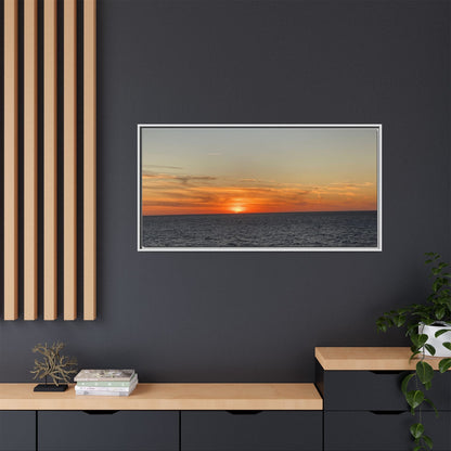 Ocean Sunset Canvas Wall Art – Fiery Horizon Photography Print | Tranquil Seascape for Home Decor – 18″ x 12″ (Horizontal) Canvas for art for office (119 view)