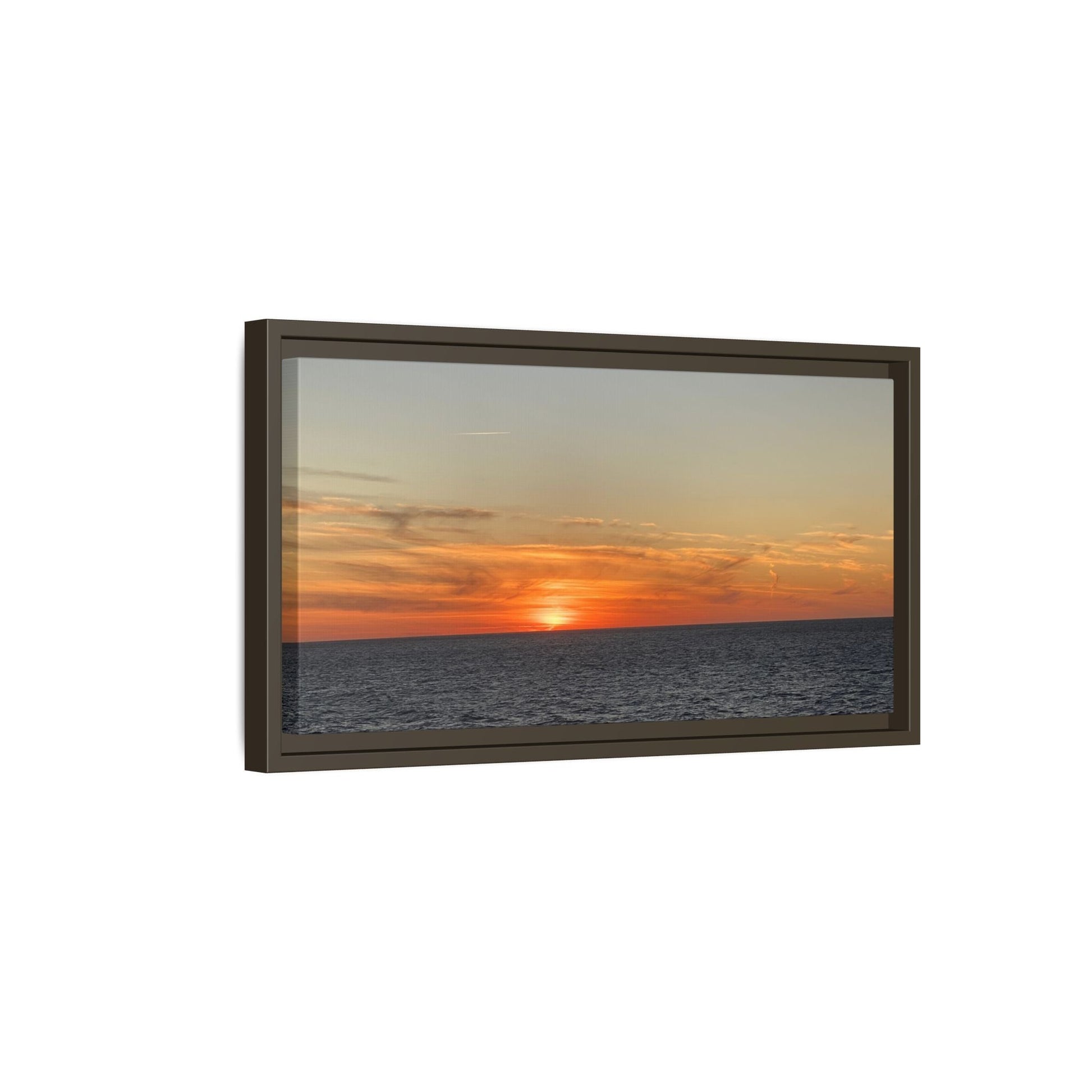 Ocean Sunset Canvas Wall Art – Fiery Horizon Photography Print | Tranquil Seascape for Home Decor – 18″ x 12″ (Horizontal) Canvas for art for office (105 view)