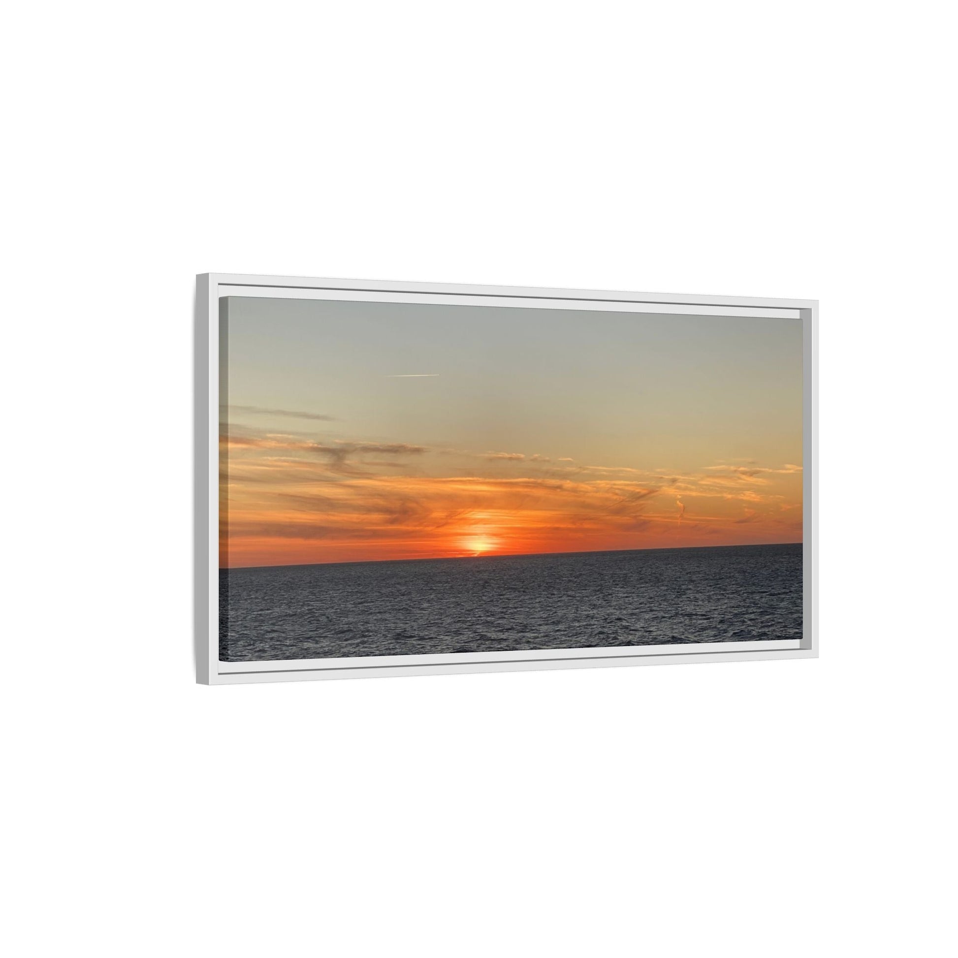 Ocean Sunset Canvas Wall Art – Fiery Horizon Photography Print | Tranquil Seascape for Home Decor – 18″ x 12″ (Horizontal) Canvas for art for office (141 view)