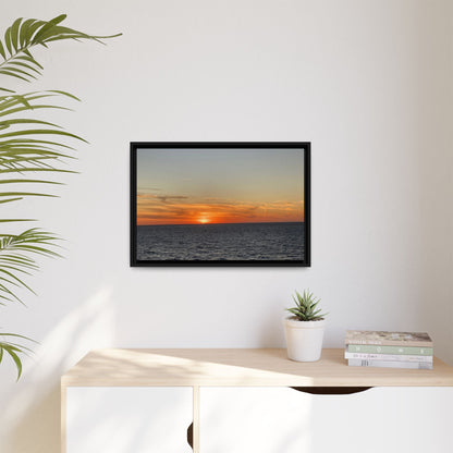 Ocean Sunset Canvas Wall Art – Fiery Horizon Photography Print | Tranquil Seascape for Home Decor – 18″ x 12″ (Horizontal) Canvas for art for office (85 view)