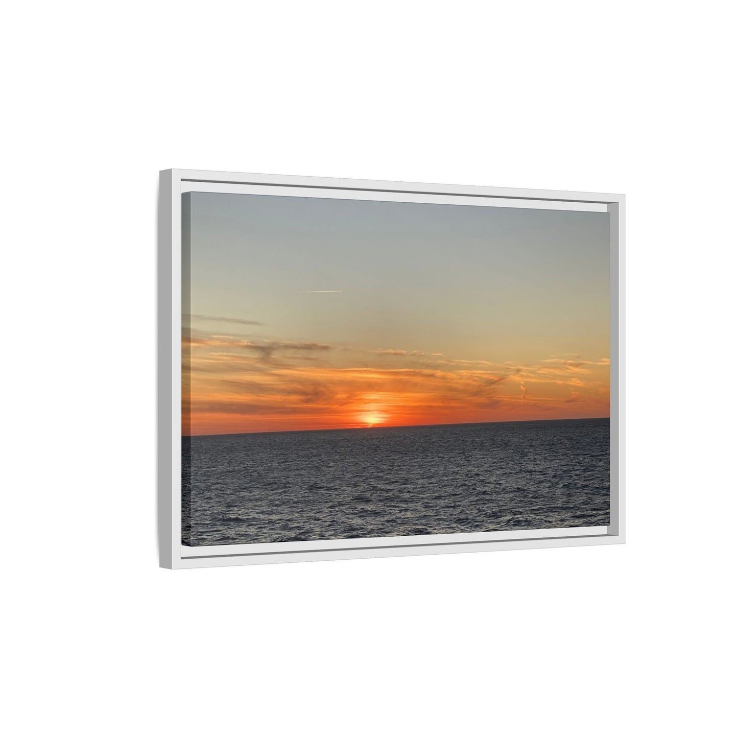 Ocean Sunset Canvas Wall Art – Fiery Horizon Photography Print | Tranquil Seascape for Home Decor – 18″ x 12″ (Horizontal) Canvas for art for office (90 view)