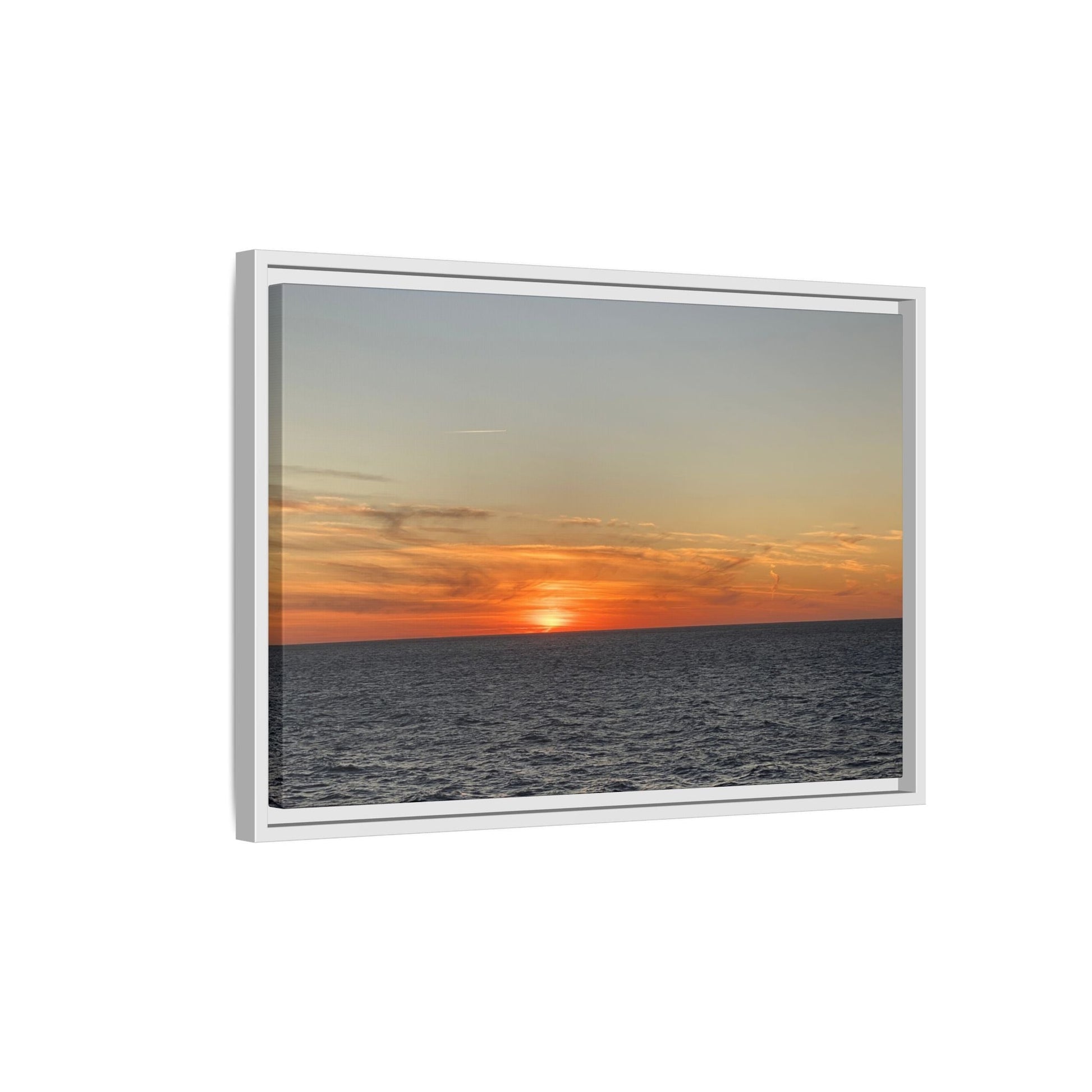 Ocean Sunset Canvas Wall Art – Fiery Horizon Photography Print | Tranquil Seascape for Home Decor – 18″ x 12″ (Horizontal) Canvas for art for office (90 view)