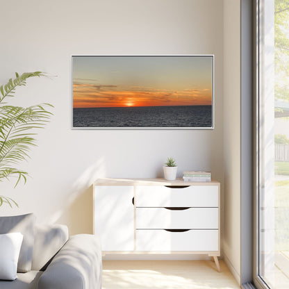 Ocean Sunset Canvas Wall Art – Fiery Horizon Photography Print | Tranquil Seascape for Home Decor – 18″ x 12″ (Horizontal) Canvas for art for office (133 view)