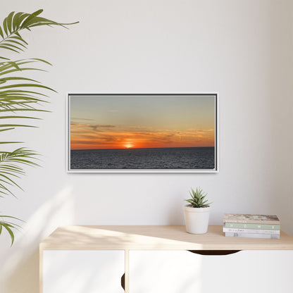 Ocean Sunset Canvas Wall Art – Fiery Horizon Photography Print | Tranquil Seascape for Home Decor – 18″ x 12″ (Horizontal) Canvas for art for office (142 view)