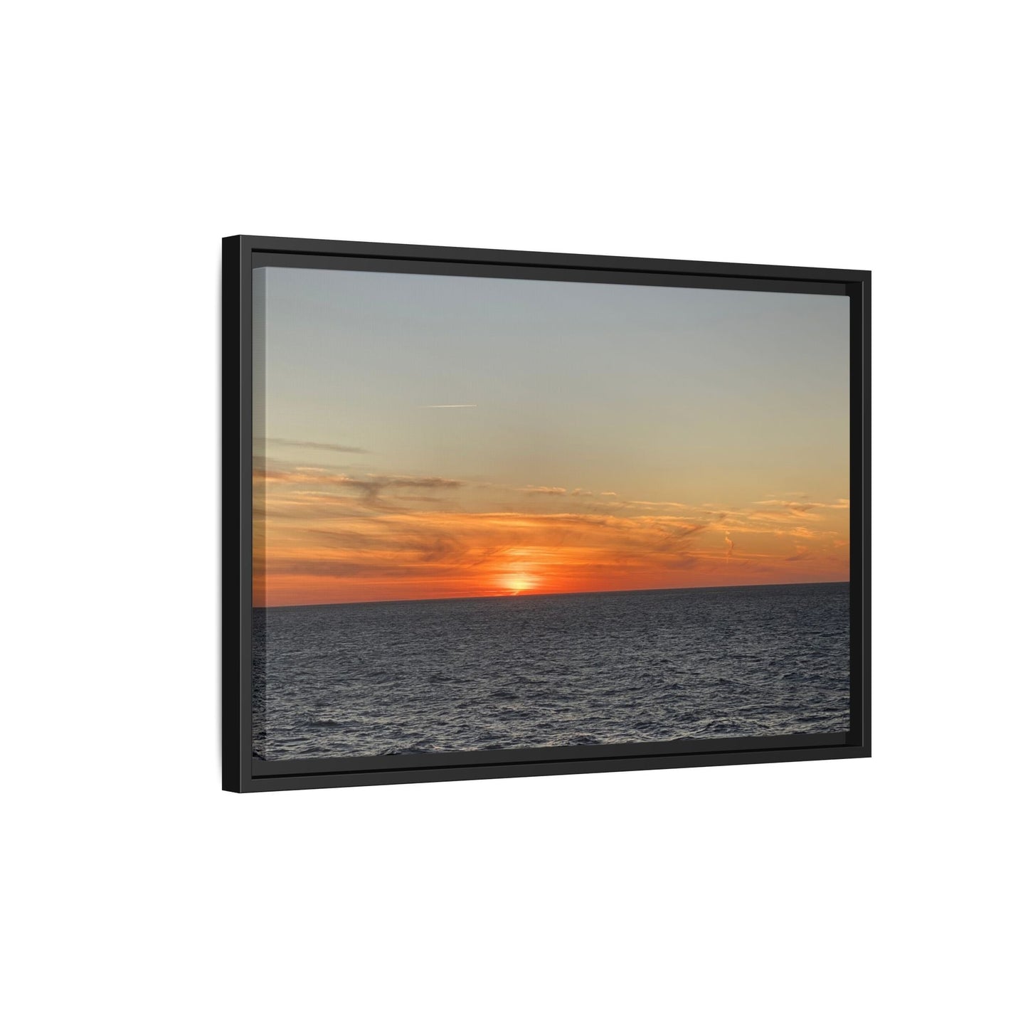 Ocean Sunset Canvas Wall Art – Fiery Horizon Photography Print | Tranquil Seascape for Home Decor – 18″ x 12″ (Horizontal) Canvas for art for office (84 view)