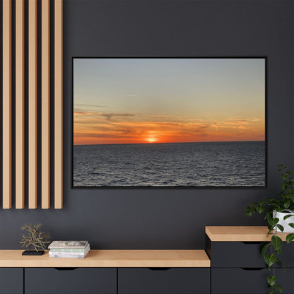 Ocean Sunset Canvas Wall Art – Fiery Horizon Photography Print | Tranquil Seascape for Home Decor – 18″ x 12″ (Horizontal) Canvas for art for office (146 view)