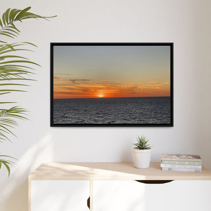 Ocean Sunset Canvas Wall Art – Fiery Horizon Photography Print | Tranquil Seascape for Home Decor – 60" x 40" (Horizontal) Canvas by Printify