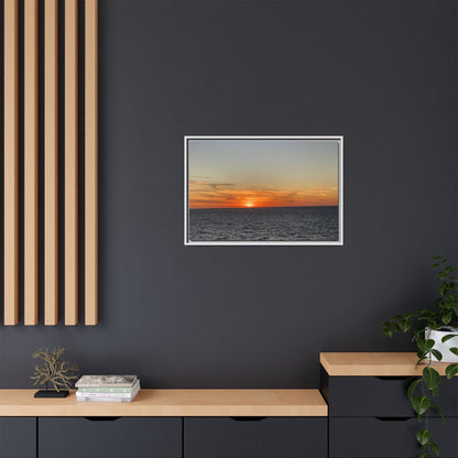 Ocean Sunset Canvas Wall Art – Fiery Horizon Photography Print | Tranquil Seascape for Home Decor – 60" x 40" (Horizontal) Canvas by Printify