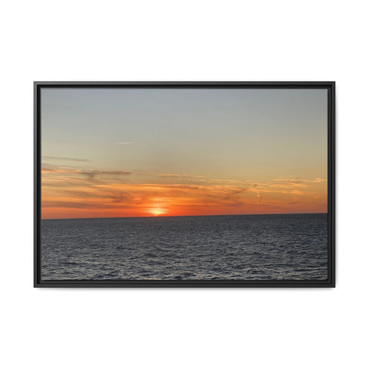 Ocean Sunset Canvas Wall Art – Fiery Horizon Photography Print | Tranquil Seascape for Home Decor – 36" x 24" (Horizontal) Canvas for art for office (2 view)