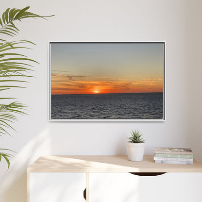 Ocean Sunset Canvas Wall Art – Fiery Horizon Photography Print | Tranquil Seascape for Home Decor – 60" x 40" (Horizontal) Canvas for art for office (58 view)