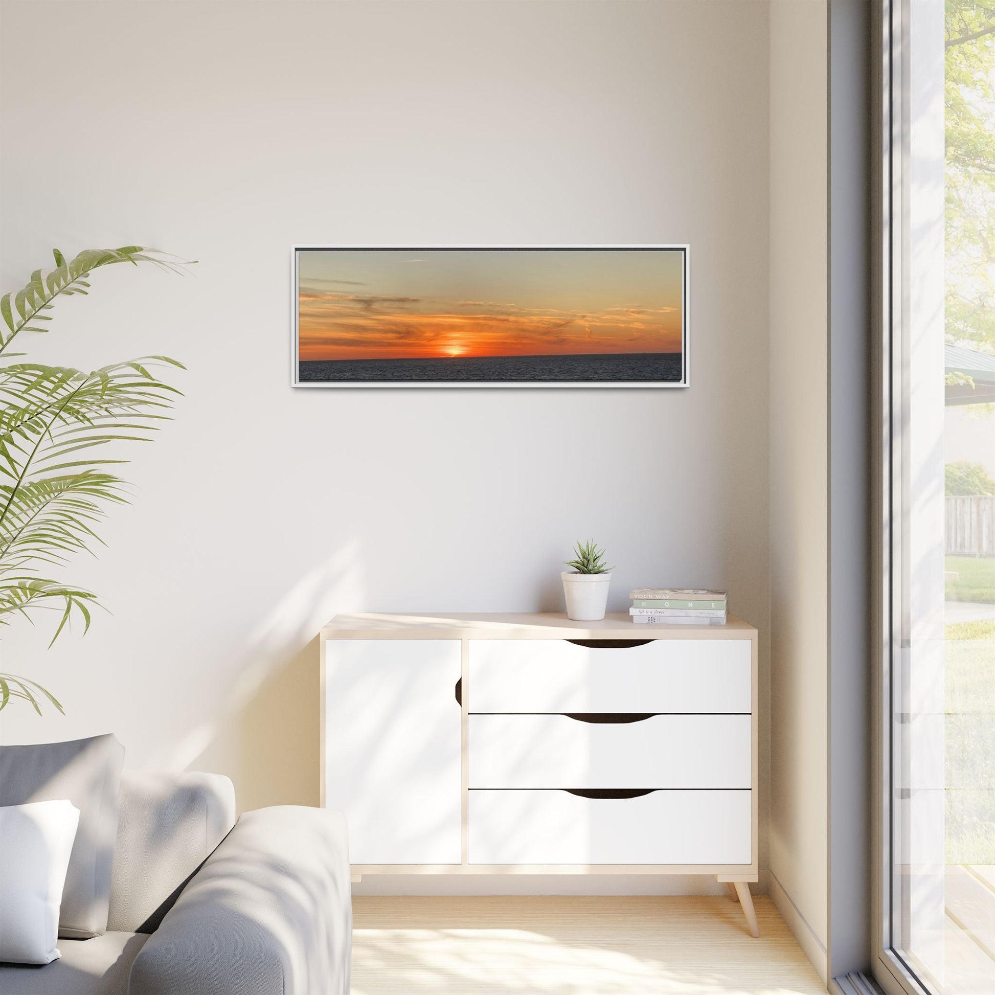 Ocean Sunset Canvas Wall Art – Fiery Horizon Photography Print | Tranquil Seascape for Home Decor – 60" x 40" (Horizontal) Canvas for art for office (73 view)